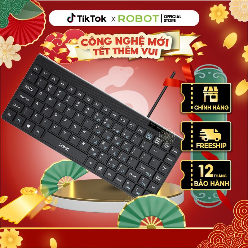 [BH 1 năm] Bàn Phím Có Dây Nhỏ Gọn ROBOT RK10 Nút Bấm Tĩnh Âm Không Gây Ồn Dành Cho Máy Tính/ Laptop - Nhỏ Gọn Thuận Tiện Mang Theo