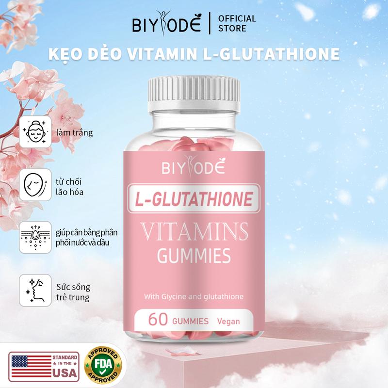 [24H] Sản phẩm bán chạy chính thức của BIYODE - Kẹo dẻo hỗ trợ làm trắng da, hỗ trợ vitamin, glycine + glutathione, đánh bay vết đen, bảo vệ màu trắng, nở hoa tự tin và xinh đẹp, hỗ trợ làm trắng kẹo dẻo gấu 60 miếng(Giảm giá giới hạn100chai)