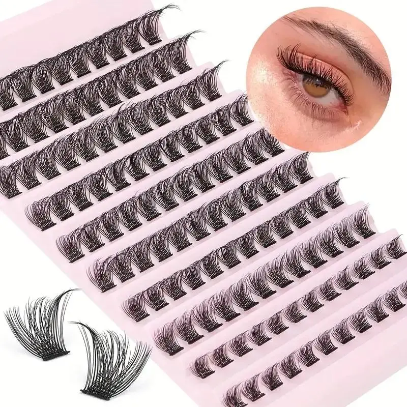 Natural False Eyelashes, 1 Set Individual False Eyelashes, Fluffy Curly Faux Cluster Lashes, Portable Makeup Tool for Women