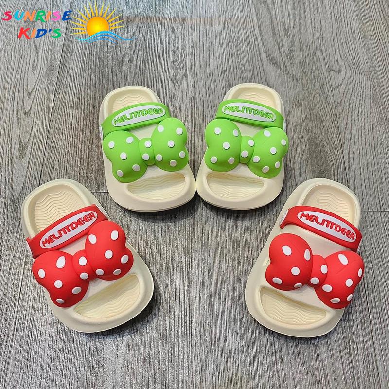 Dép sục bé gái - hoạ tiết quai sau nơ to chấm bi Cho Bé Sandal Cao Su