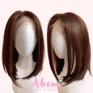 [AKEMI HAIR] - HALF LACE WIG AKEMI BOB 35cm Rambut Palsu Wanita Dewasa Pendek Premium Wig Bebas Belahan Rambut Marcellashairclip