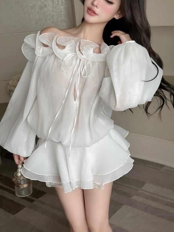 Đầm thiết kế cổ sóng bèo tầng dáng xoè PL Clothing 2