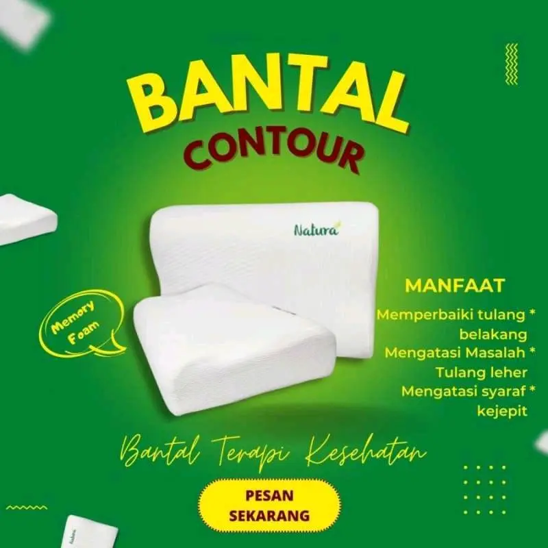 BANTAL KESEHATAN CONTOUR NATURA HEALTY PILOW BAHAN VISCO ELASTIS Lembut Penyangga Punggung Anti Bakteri Putih