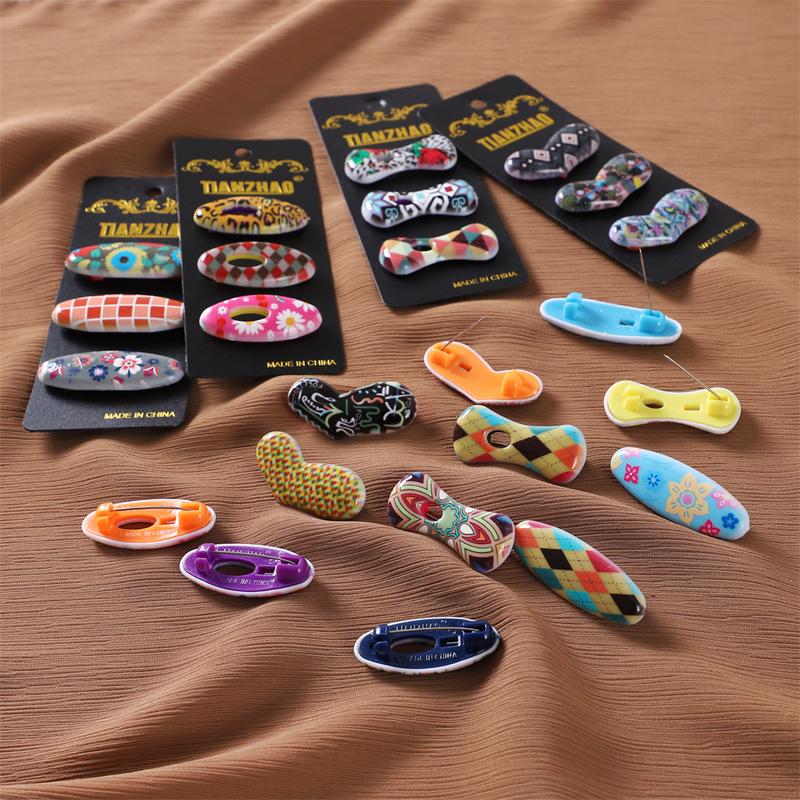 Product Introduction of 3pcs/Set Fashion Printed Bandana Needle Heart Oval Pin Scarf Fixed Buckle Anti Shedding Safety Pin Gift for Girlfriend Love Bow Safety Hijab Pins Accessories 21