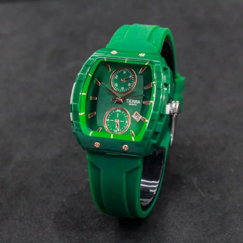 JAM TANGAN WANITA TIERRA TR-2202 FASHION ORI TANGGAL AKTIF TALI RUBBER 2