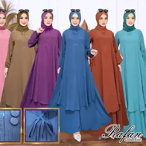 GAMIS MALAYSIAA CRINKLE PREMIUM Airflow Muslim Panjang Seragam Dress Wanita muslim Terbaru Rempel depan Maxi