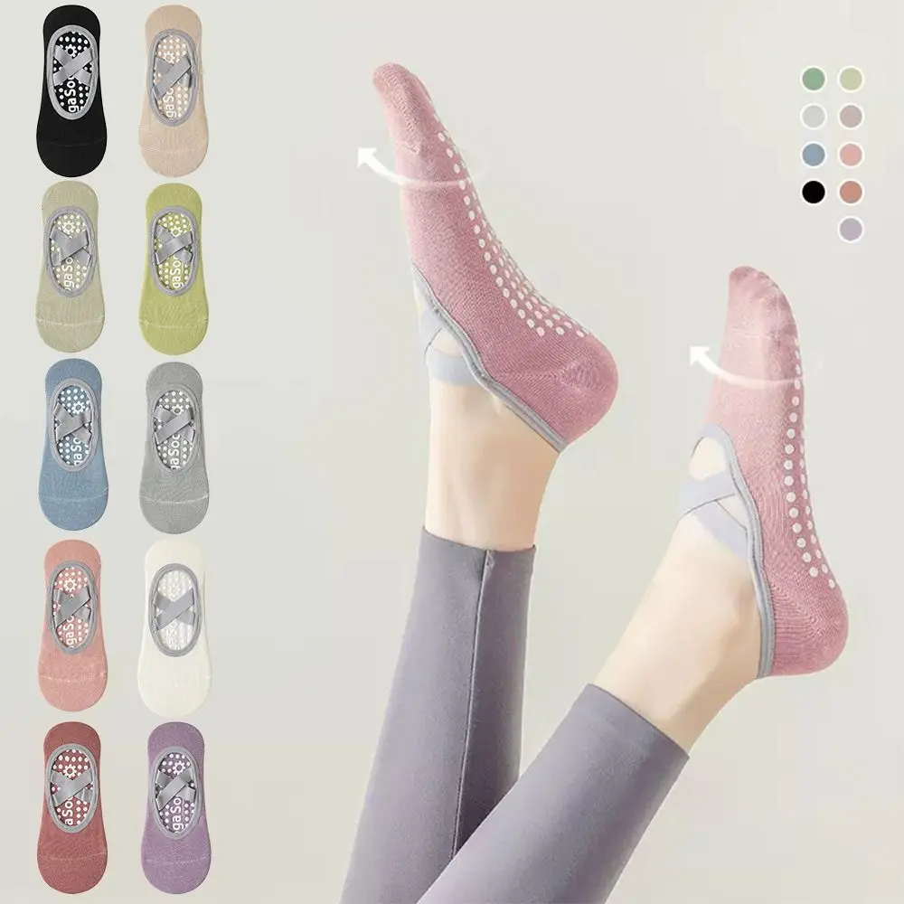 Quality Anti-Slip Pilates Socks Breathable Cotton Bandage Yoga Socks Backless Solid Color Sports Socks Dance