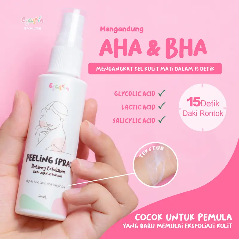 ESASKIN Peeling Spray - Angkat Daki Eksfoliasi Pemula Perontok Kotoran Exfoliating Exfoliasi Mencerahkan Melembutkan 1