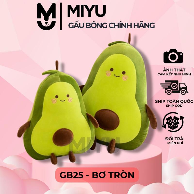Gấu Bông Bơ Tròn MIYU - Quả Bơ Xanh Đáng Yêu - Thú Nhồi Bông Cao Cấp - Thú Bông Chất Vải Siêu Mịn - An Toàn Với Trẻ Em 0