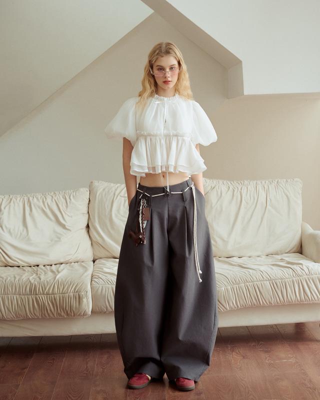 Tặng kèm dây Remmus - Made You Look Trousers | Quần ống rộng cách điệu hack dáng women