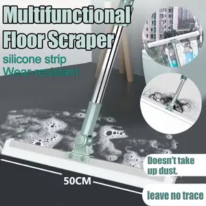 Alat Pembersih Lantai Praktis Wiper 37/50CM Alat Pembersih Kaca Pembersih Cermin Jendela Putar 180 Derajat Gagang Panjang