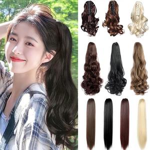 Fashion Wigs Long Curly Ponytail Straight Hair Wig Wavy Hair Claw Clip Ponytail Extensions Wigs