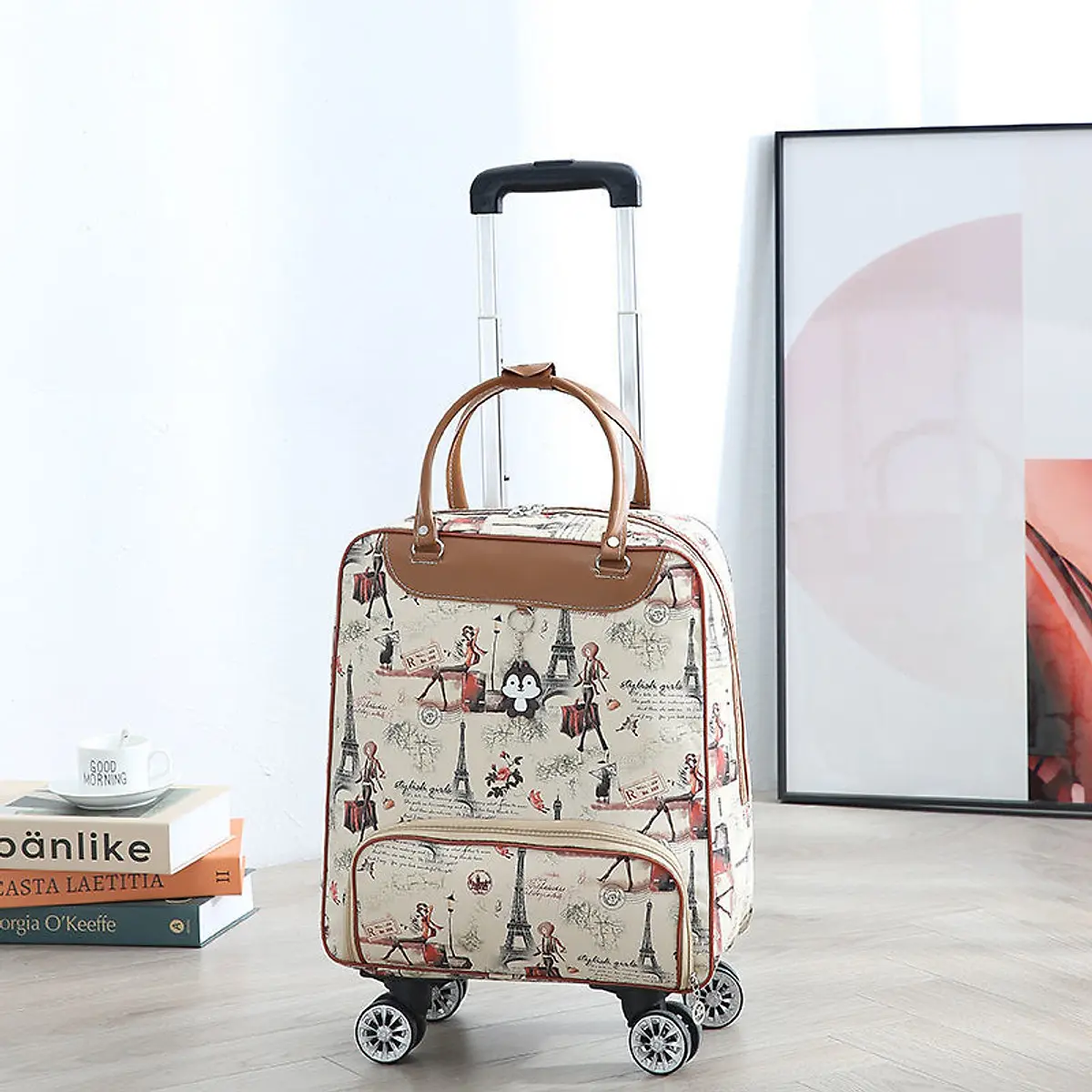Túi xách du lịch thể thao có bánh xe và cần kéo phong cách mới BEE GEE T1064 Bag Da Kem