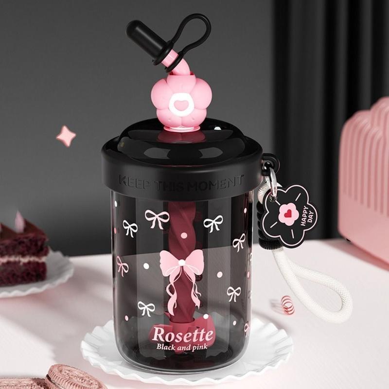 Product Introduction of Kawaii 580ML/520ML Water Bottles Straw Dust Cap With Straw Drinking Cup Portable Handle Leak-proof Whey Protein Shaker Bottle Beverages 20