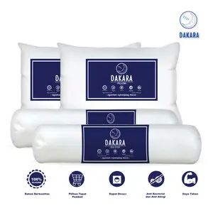 PROMO RAMADAN Bantal Dan Guling DAKARA - 2 Bantal 2 Guling Silicone 100% Anti Bakteri dan Anti Alergi , bisa di cuci , lembut katun Bed