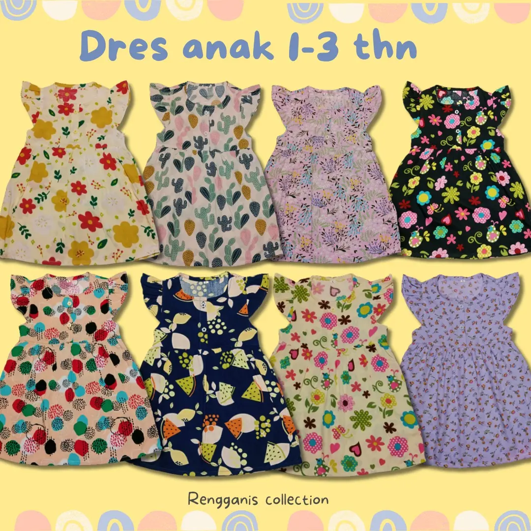 Rengganis-DRES ANAK PEREMPUAN / DRES BAHAN RAYON USIA 1 SAMPAI 3 TAHUN Balita Cewek Lembut Nyaman Katun