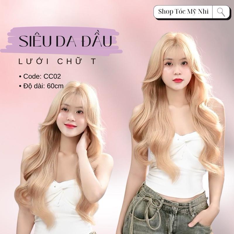 Tóc Giả Mỹ Nhi Da Đầu Lưới Chữ T CC02 60Cm (nhiều màu) Xoăn Sóng Lơi Mái Thưa