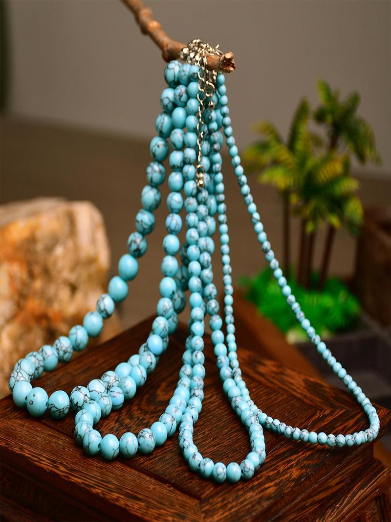 Product Introduction of Vintage Natural Turquoise Decorated Necklace, Fashionable and Elegant Jewelry for Women & Men, Trendy All-match & Exquisite Jewelry for Birthday Gift 6