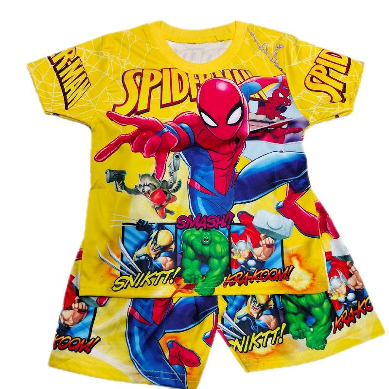 Combo 3 Bộ quần áo hình siêu nhân nhện cho bé trai, Vải 3D thun len co giãn mềm mại thoải mái cho bé.
