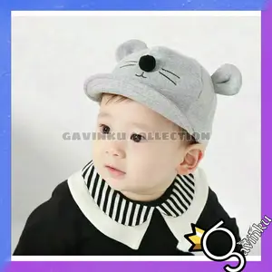 Topi bayi anak laki laki perempuan karakter kucing lucu murah baru lahir newborn 0 6 12 bulan 1 2 3 Tahun murah import Bunda Hitam Hewan