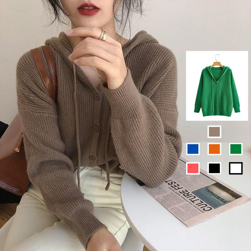 Áo khoác len cardigan có mũ Cherry phong cách Hàn Quốc kèm ảnh thật KL01