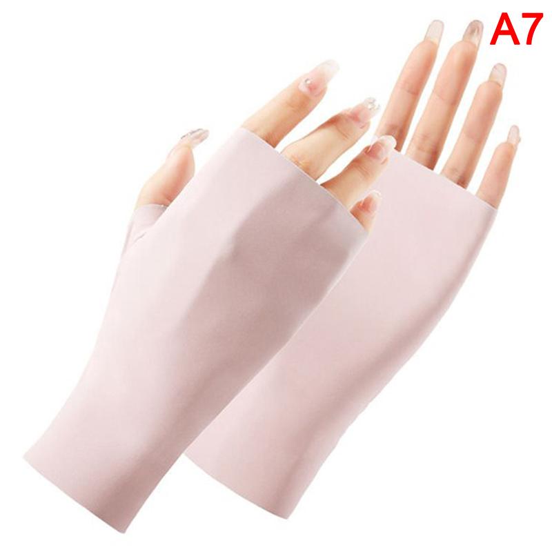 Product Introduction of Summer Ice Silk Half Fingers Gloves Women Breathable Thin Fingerless Gloves Outdoor Riding Driving Gloves Sunscreen Mittens 28