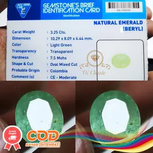 Natural Batu Permata Zamrud Coloumbia/ Emerlad Beryl Include Memo Certified