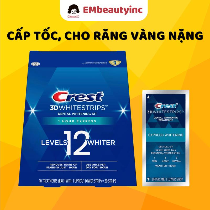 Miếng Dán Trắng Răng Crest 1 Hour - Hộp Full 10 Gói