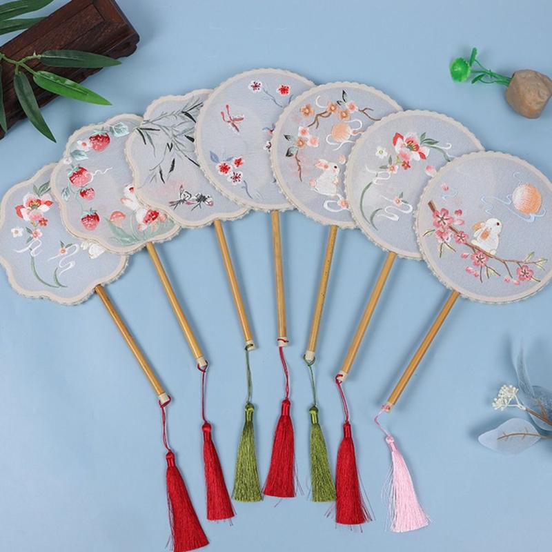 Product Introduction of Quạt Tròn Cổ Trang Quạt Tròn Cổ Điển Quạt Lụa Thêu Cổ Điển Bán Trong suốt, Với Tua Rua, Quạt Cầm Tay Trang Trí Nội Thất, Dành Cho Phụ Nữ 11