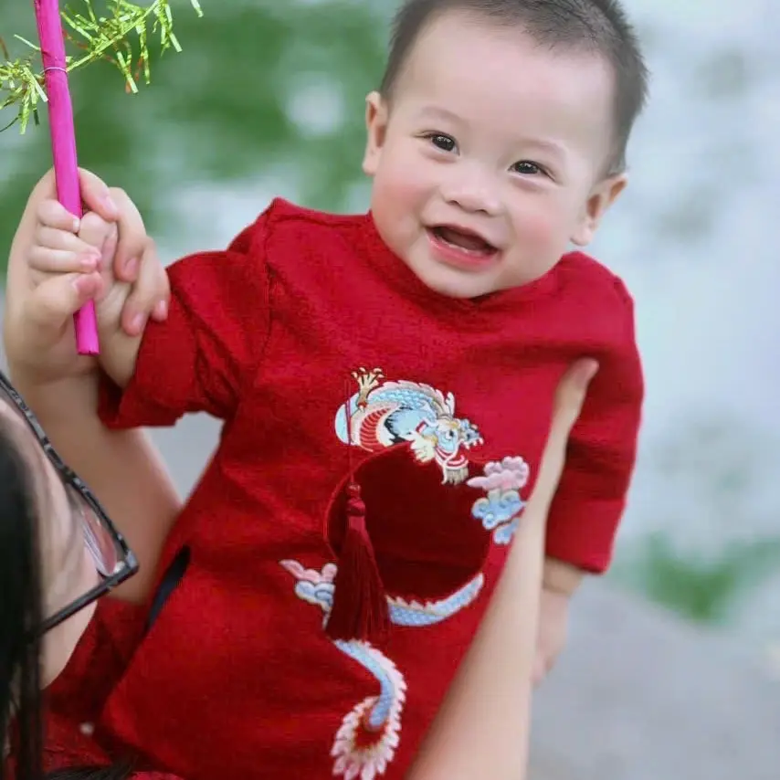 Áo dài cho bé trai hàng thêu siêu đẹp size 10kg đến 30kg