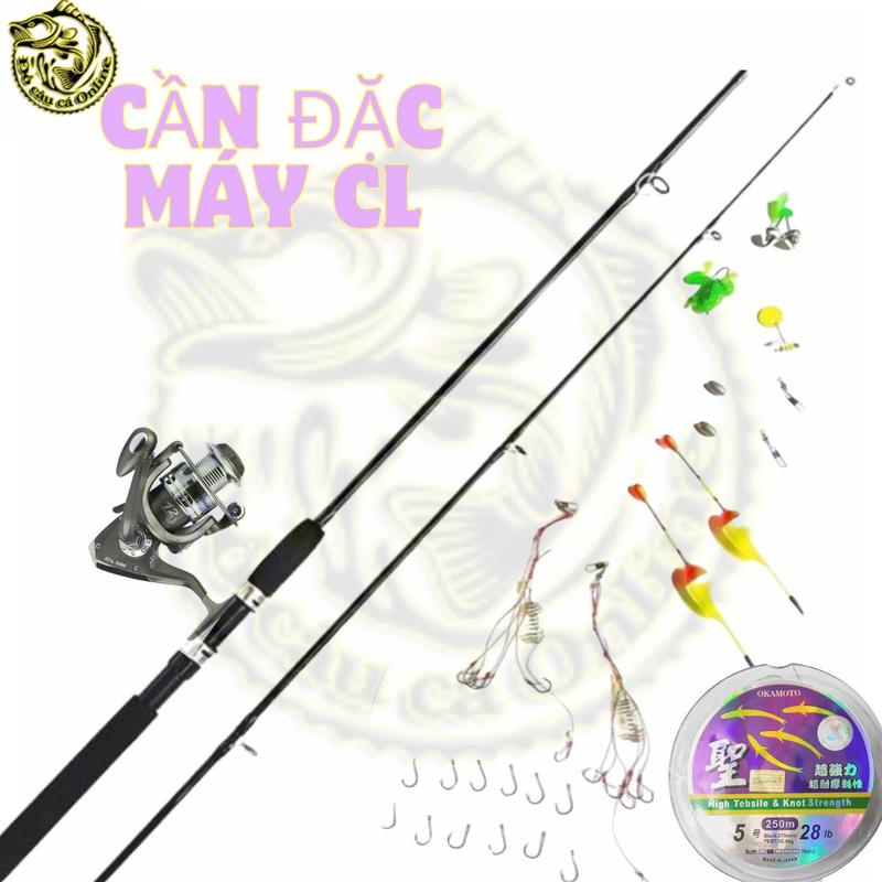Bộ Cần Đặc Máy Kim Loại Cl Bộ Cần Câu Cá Máy Đứng Kèm Phụ Kiện Chất Lượng Bắt Cá Đi Câu Fishing