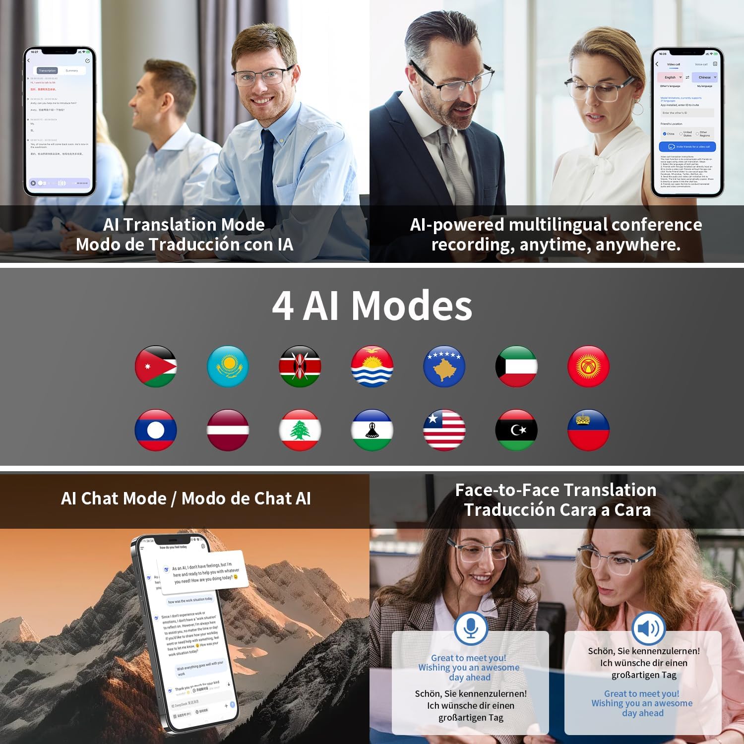 Smart glasses, app translation, color-changing lenses, high-definition voice calls, Hi-Fi music quality, open-ear audio glasses. - Image 6