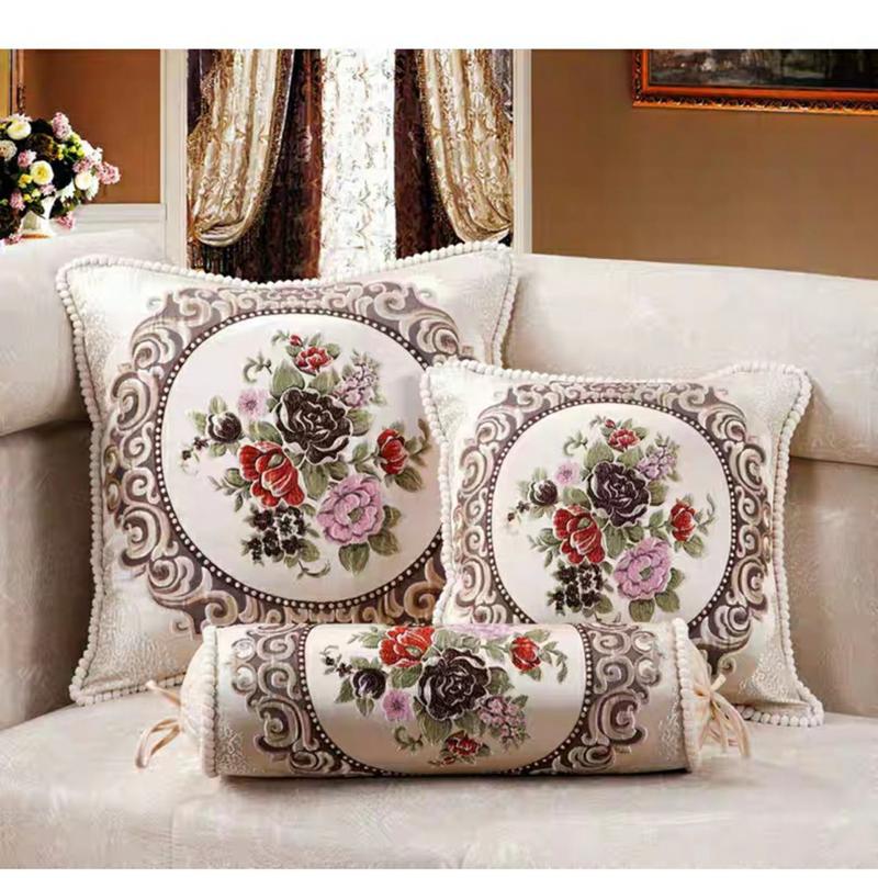 Vỏ gối tựa Lưng  Tây Âu gấm thêu hoa tỉ mỉ cao cấp sang trọng KT 45*45 2