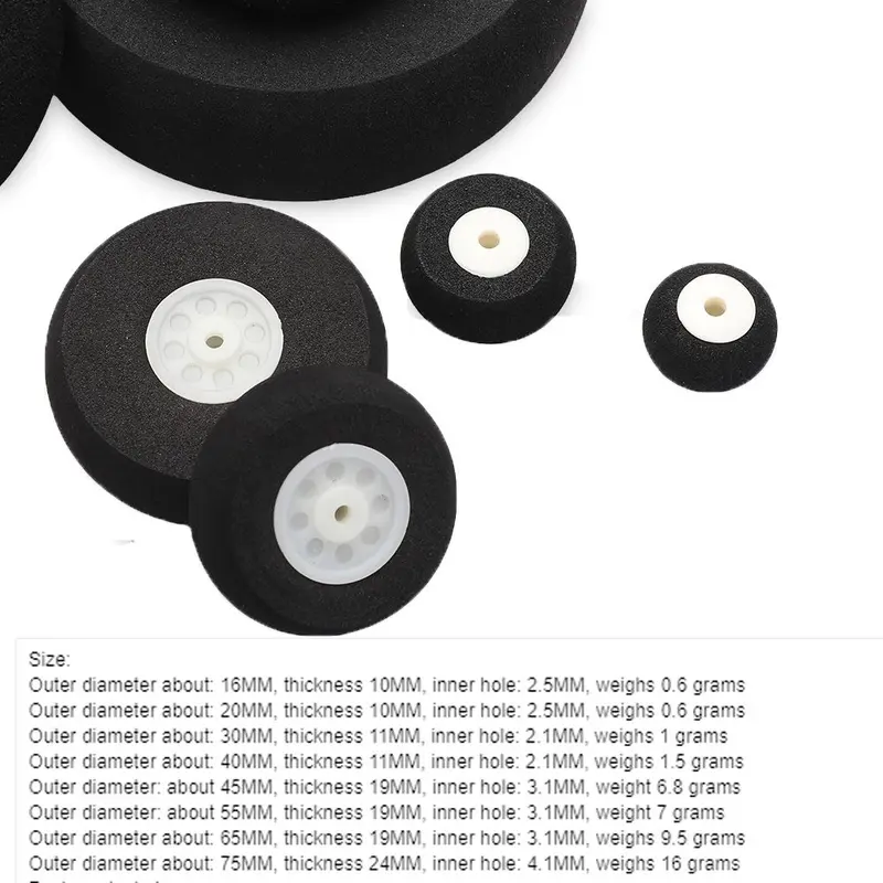 Bánh xe đuôi phụ kiện, màu đen, Thích hợp cho máy bay RC, có kích thước 1 "-3" inch, Phụ tùng đồ chơi máy bay thay thế, Trung tâm bánh xe 2