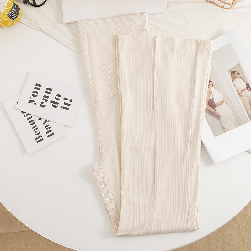 P69868# Pregnancy Pants Thin High Waist Wide Leg Bell Bottom Trousers Outerwear Summer Casual Pregnant Pants 3