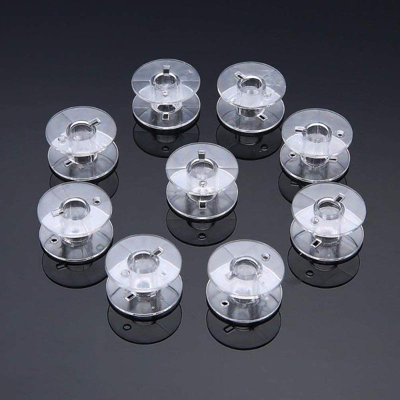 Product Introduction of 50pcs Transparent Plastic Sewing DIY Sewing Tools Sa156 Bobbins for Brother Sewing Machine Plastic Bobbins with Case Set 9