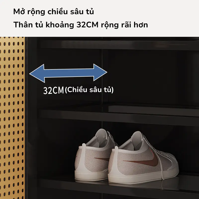 Tủ Giày Dép Bằng Gỗ Tre Tự Nhiên 7 Tầng 4 Cửa, Phong Cách Tân Cổ Điển Chống Mối Mọt Cao Cấp 3