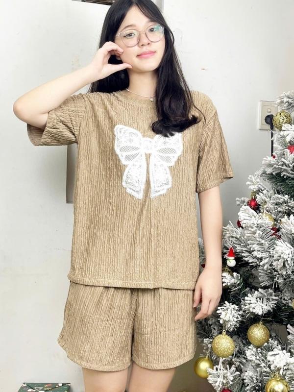 Set Đồ Bộ Nữ Mặc Nhà Thun Xốp Nhật, Mềm Mại, Thoáng Mát, Thấm Hút Mồ Hôi - Set Đồ Bộ Đùi Nữ Mặc Nhà Bigsize Áo Women Top 8