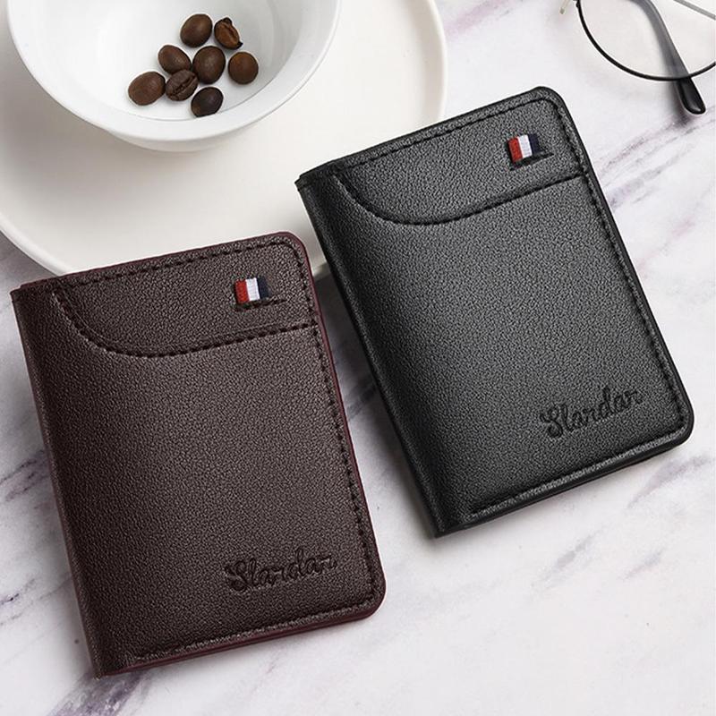 Ví nam, siêu mỏng, kiểu dọc, làm bằng da PU, bao da Giấy Phép Lái Xe ví đựng tiền Xu mini 6