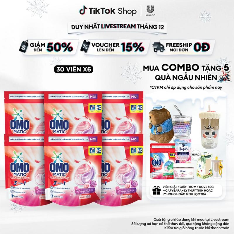 Combo 6 Túi viên giặt tiện lợi OMO 3 trong 1 [1]