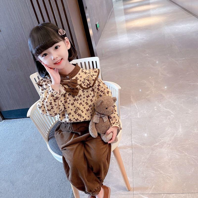 Bộ Đồ Mùa Thu Cho Bé Gái, Hợp Xu hướng, Phong Cách Mới Nhất, Thời Trang Phong Cách Phương Tây, Bộ Đồ Hai Mảnh Vải Nhung Kẻ Thường Ngày Cho Bé Gái, 2024 Hàng Mới Về 7