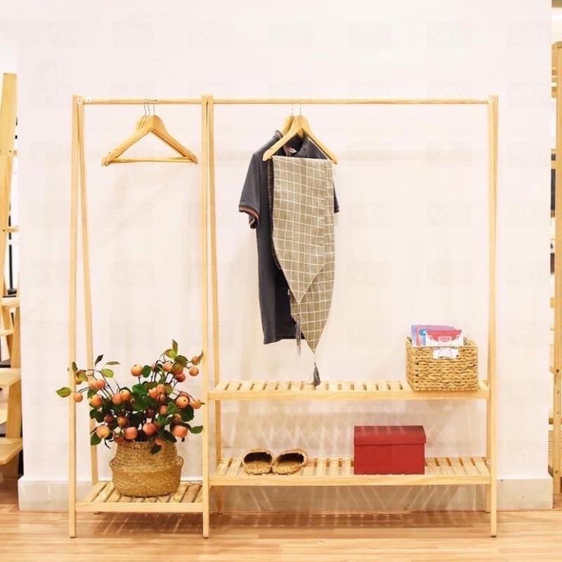 Kệ treo quần áo chữ A đôi gỗ thông nhập khẩu