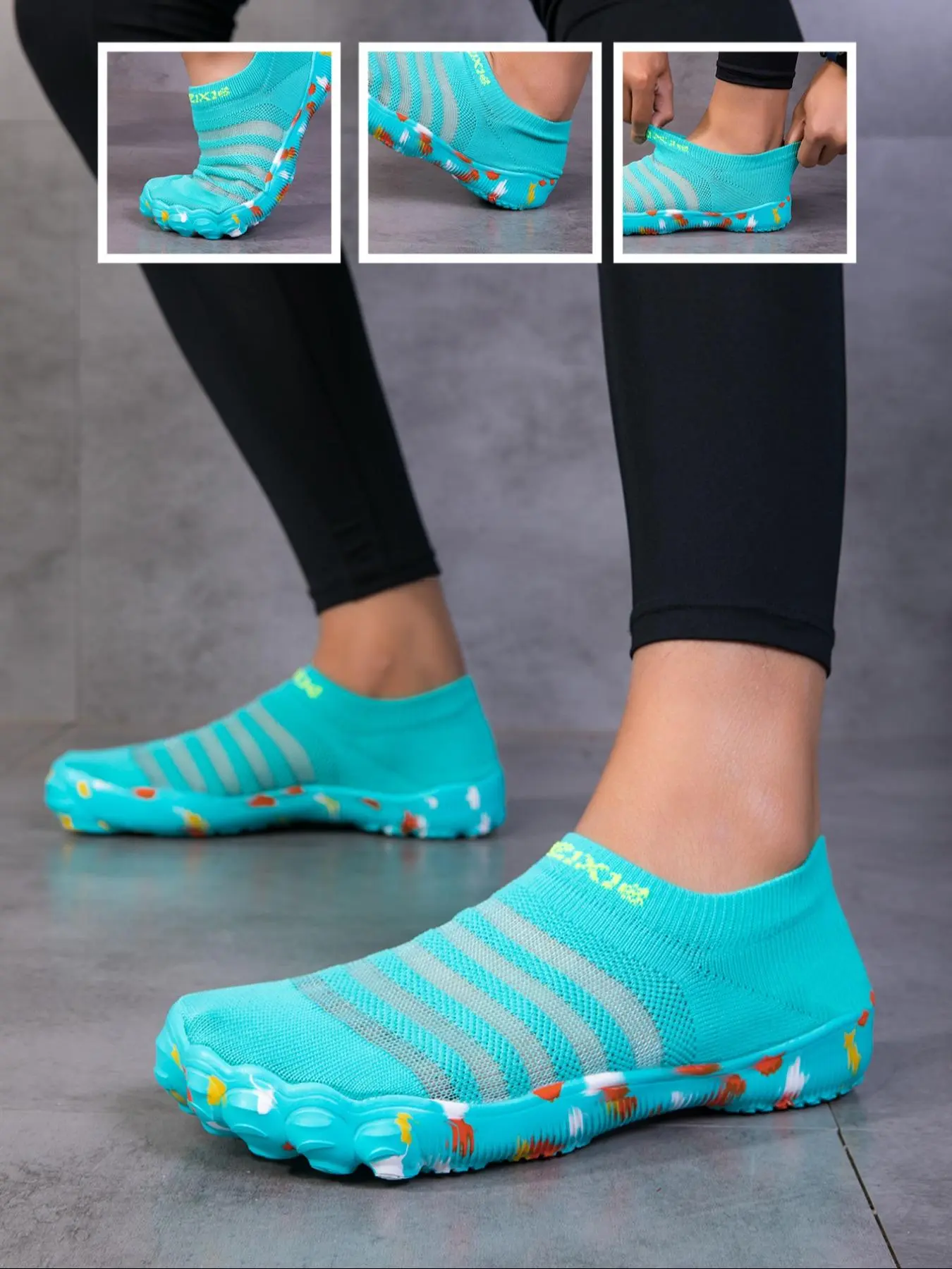 Women's Random Striped & Letter Print Water Shoes, Casual Breathable Comfortable Sports Shoes for Yoga, Soft Sole Swimming Shoes for Women & Girls