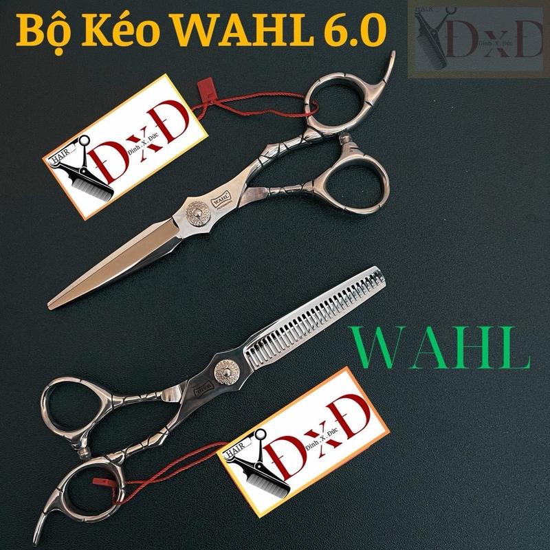 Kéo cắt tóc nam WAHL cao cấp 6.0 inch , chất liệu thép nhật 440C không gỉ. Tặng kèm 1 cây lược đã mài chuốt xông tóc khi mua 1 bộ gồm 2 kéo cắt + Tỉa ,Uốn Tóc