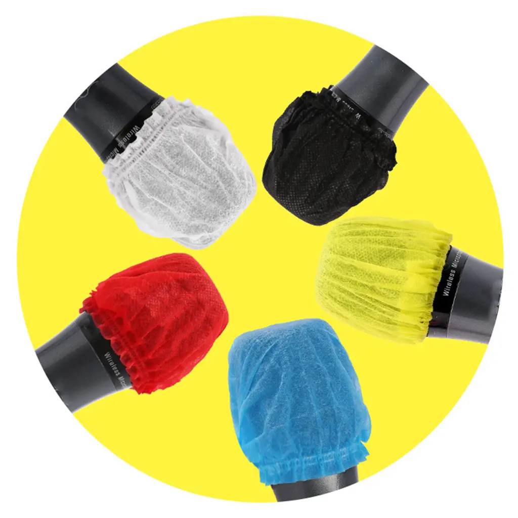 200pcs/set Disposable Non-woven Microphone Covers Microphone Protective Cover Mic Windscreen for Most Handled Microphone