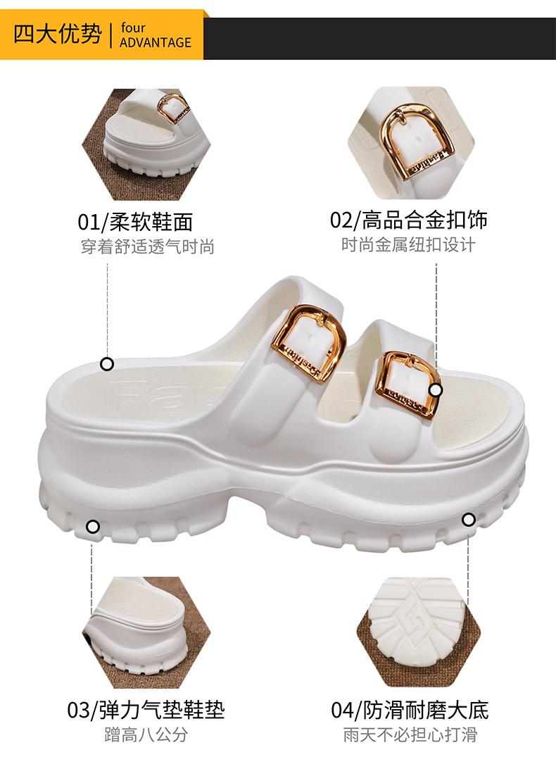 Product Introduction of Dép thời trang cho nữ, có kích thước 36-41, không thấm nước và không trơn trượt, đế dày 6cm, mềm mại và thoải mái, được làm bằng vật liệu EVA đàn hồi cao, đế cao, hỗ trợ insole thiết kế DIY, rất thích hợp cho du lịch ngoài trời và bãi biển 6