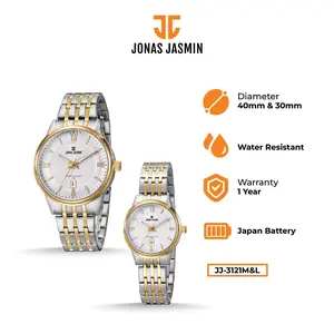 Jam Tangan Couple JONAS JASMIN JJ-3121M/JJ-3121L Original Stainless Watches Garansi 1 Tahun