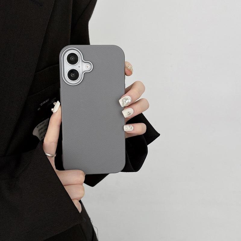 Minimalist Solid Color Case for Apple 15 New iPhone Case iPhone 16 Pro Max Niche High-end Feel 14 Leather Texture 13 7