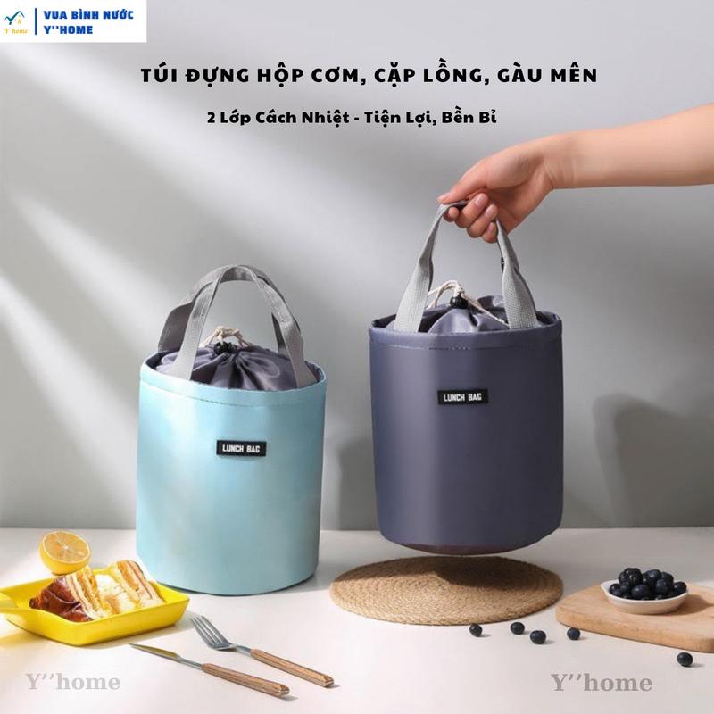Túi vải cách nhiệt đựng hộp cơm + cặp lồng + gàu mên, túi đựng đồ ăn trưa hình trụ tròn, di dộng dễ dàng mang theo. 7 Ngày Đổi Trả! Bag