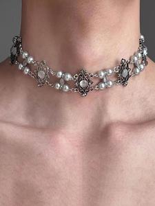 Collar choker decorado con perla falsa, estilo gótico para fiesta, decoración de ropa diaria, joyería de moda y exquisita para regalo de cumpleaños